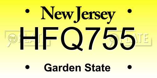 HFQ755 New Jersey License Plate