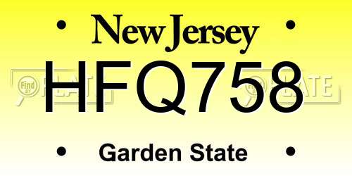 HFQ758 New Jersey License Plate