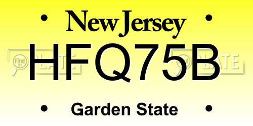 HFQ75B New Jersey License Plate