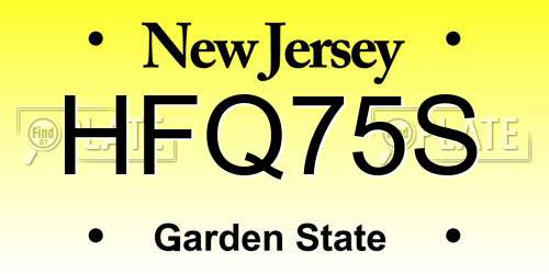 HFQ75S New Jersey License Plate