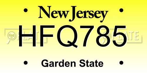 HFQ785 New Jersey License Plate