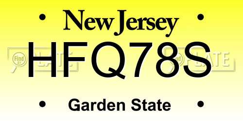 HFQ78S New Jersey License Plate