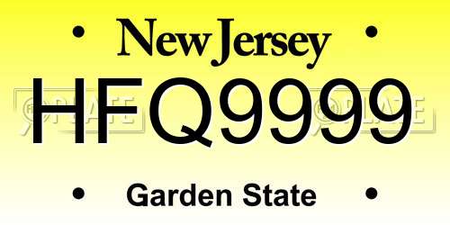 HFQ9999 New Jersey License Plate