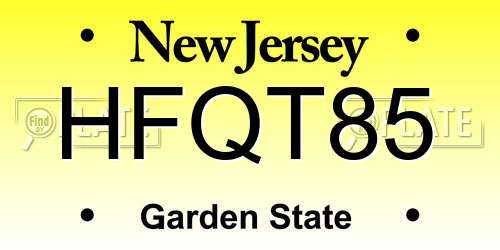HFQT85 New Jersey License Plate