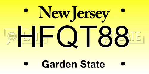 HFQT88 New Jersey License Plate