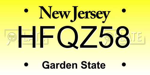 HFQZ58 New Jersey License Plate