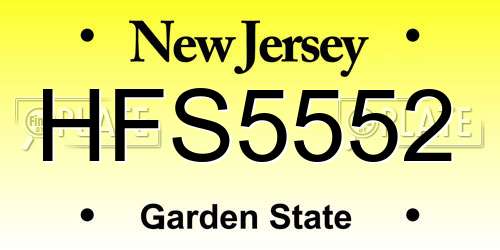 HFS5552 New Jersey License Plate