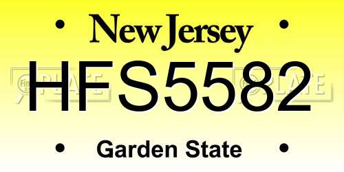 HFS5582 New Jersey License Plate