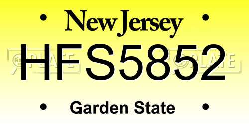 HFS5852 New Jersey License Plate