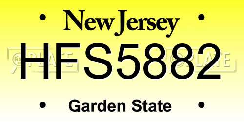 HFS5882 New Jersey License Plate