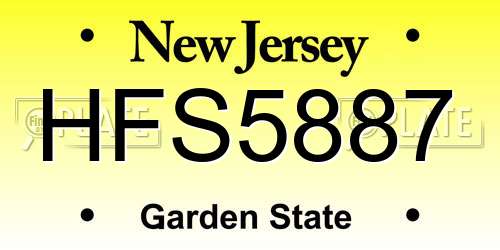HFS5887 New Jersey License Plate