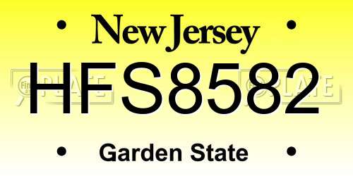 HFS8582 New Jersey License Plate