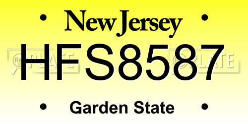 HFS8587 New Jersey License Plate