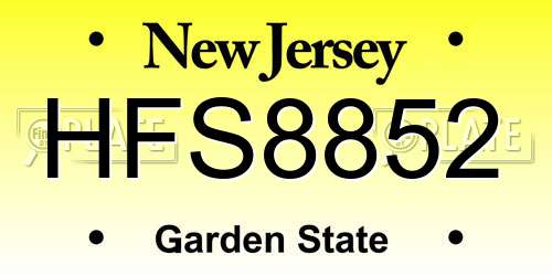 HFS8852 New Jersey License Plate