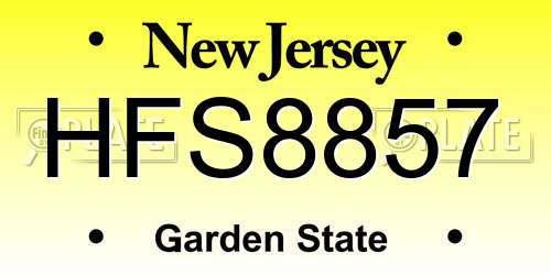 HFS8857 New Jersey License Plate