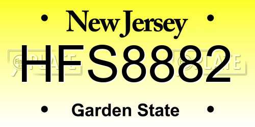 HFS8882 New Jersey License Plate