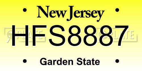 HFS8887 New Jersey License Plate