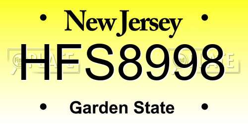 HFS8998 New Jersey License Plate