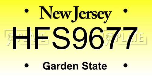 HFS9677 New Jersey License Plate