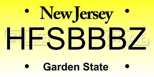 HFSBBBZ New Jersey License Plate