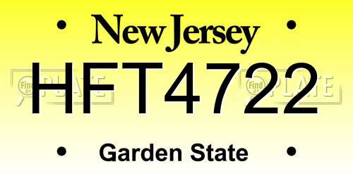 HFT4722 New Jersey License Plate