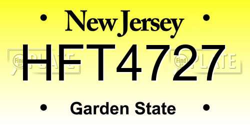 HFT4727 New Jersey License Plate