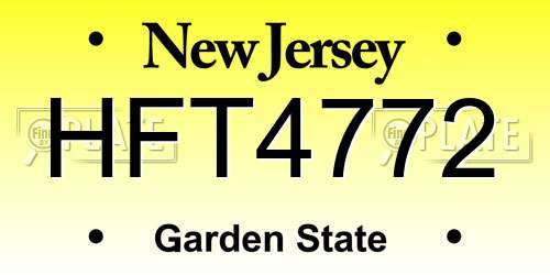 HFT4772 New Jersey License Plate