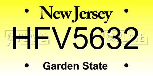 HFV5632 New Jersey License Plate