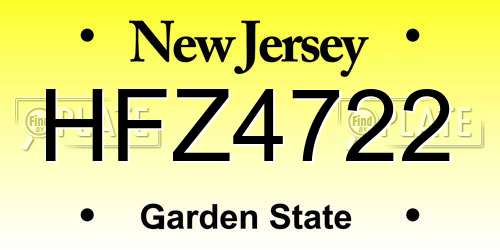 HFZ4722 New Jersey License Plate