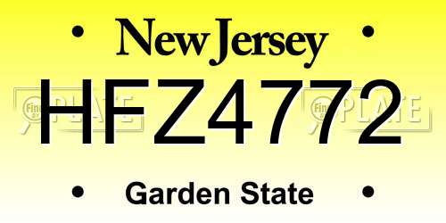 HFZ4772 New Jersey License Plate