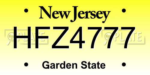 HFZ4777 New Jersey License Plate