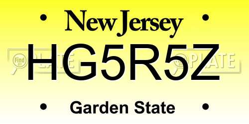 HG5R5Z New Jersey License Plate