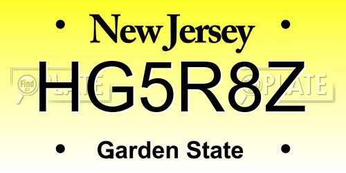 HG5R8Z New Jersey License Plate