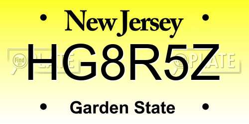 HG8R5Z New Jersey License Plate