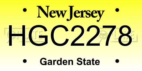 HGC2278 New Jersey License Plate
