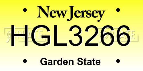 HGL3266 New Jersey License Plate