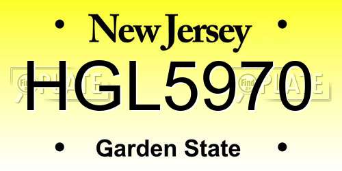 HGL5970 New Jersey License Plate