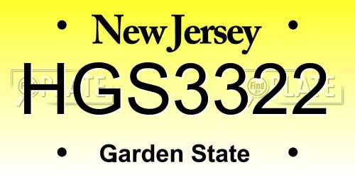 HGS3322 New Jersey License Plate