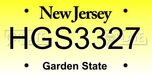 HGS3327 New Jersey License Plate