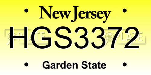 HGS3372 New Jersey License Plate