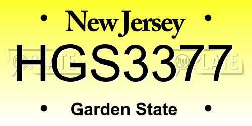 HGS3377 New Jersey License Plate