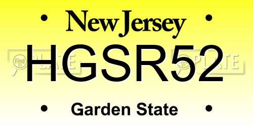 HGSR52 New Jersey License Plate