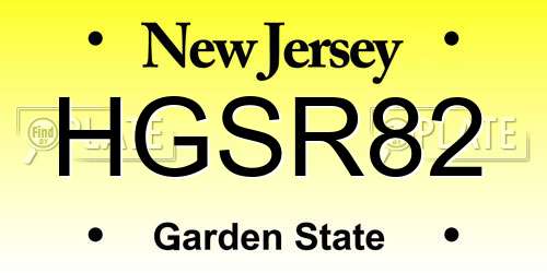 HGSR82 New Jersey License Plate