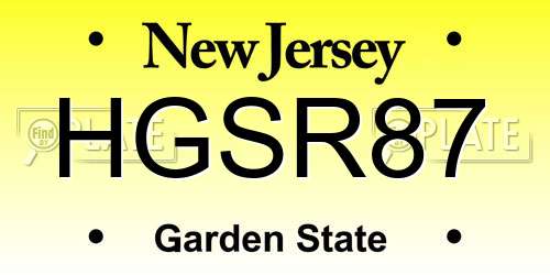 HGSR87 New Jersey License Plate