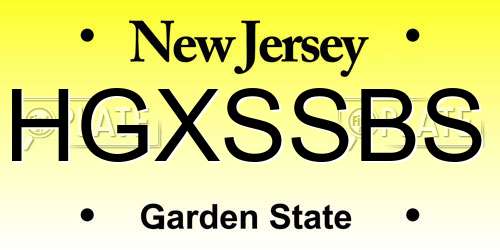 HGXSSBS New Jersey License Plate