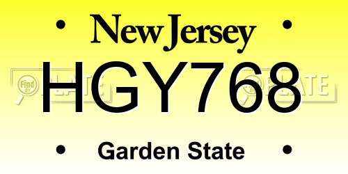 HGY768 New Jersey License Plate