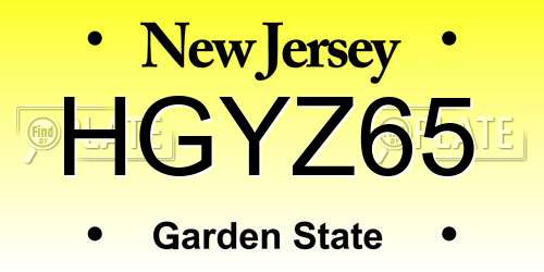 HGYZ65 New Jersey License Plate