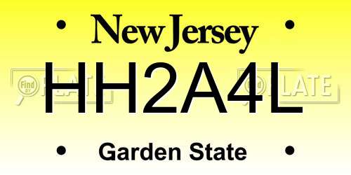 HH2A4L New Jersey License Plate