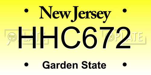 HHC672 New Jersey License Plate