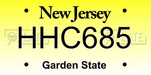 HHC685 New Jersey License Plate